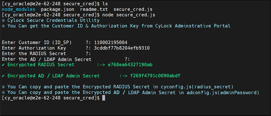 RADIUS and LDAP Admin Secret key encryption